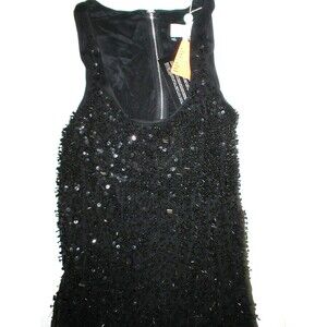 New $995 Womens 2 NWT Dress Designer Adam Lippes Sequin Black Dress Silk USA